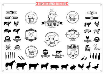 Butchery Logos, Labels, Charts and Design Elements