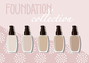 vector illustration of different foundation bottles