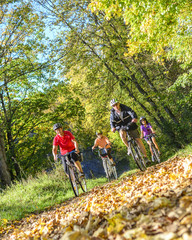 Naklejka premium Senioren radeln in herbstlicher Natur