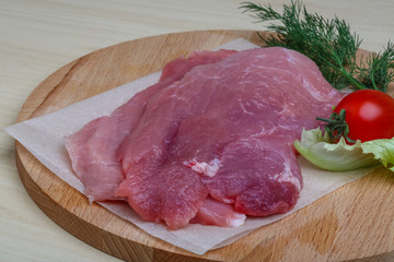 Raw pork schnitzel