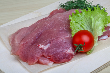 Raw pork schnitzel