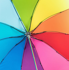 Colorful close up abstract of rainbow umbrella