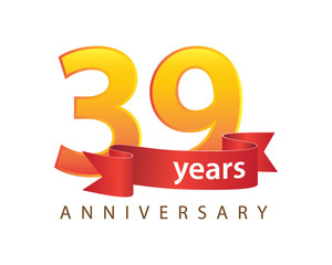 Fototapeta na wymiar 39 Years Anniversary Logo