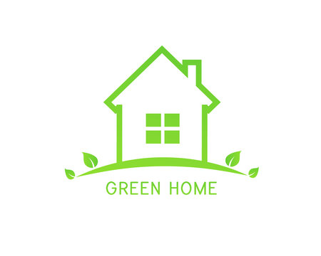 Green home concept with leaves