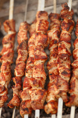 Grilled Barbecue maet pork grill ribs kebabs bbq beef