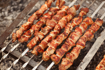 Grilled Barbecue maet pork grill ribs kebabs bbq beef