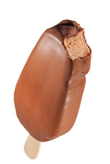 Delicious chocolate popsicle on a stick isolated