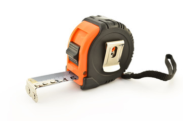 Tape measure isolated on a white background closeup