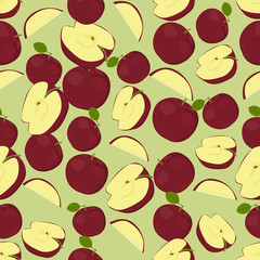 Seamless colorful background made of apples in flat design