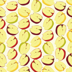 Seamless colorful background made of half of apples in flat desi