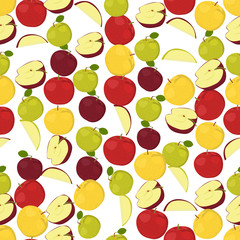 Seamless colorful background made of apples in flat design