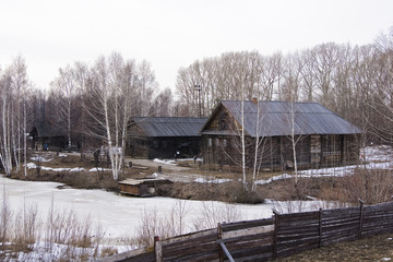 Vintage Russian log hut