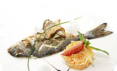 sea fish cooked on the grill