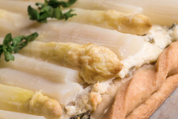 Asparagus tart with feta cheese