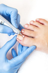 process of pedicure at beauty salon spa