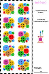 Visual puzzle - find two identical images of sewing buttons
