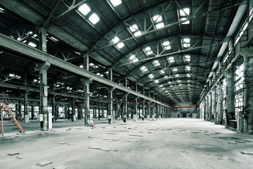 Empty floor in abandoned factory