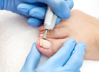 process of pedicure at beauty salon spa