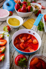 Strawberries - fresh strawberries in the kitchen