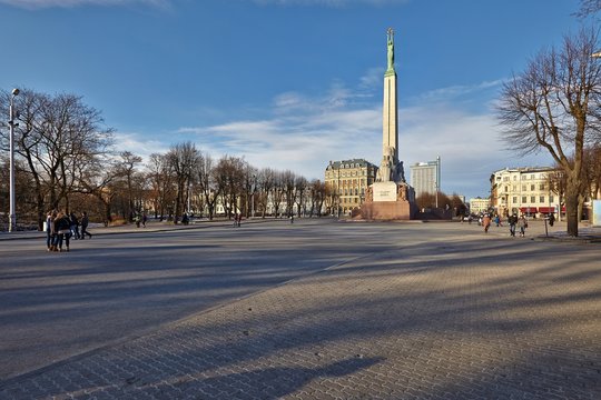 Freedom Monument In Riga, Latvia