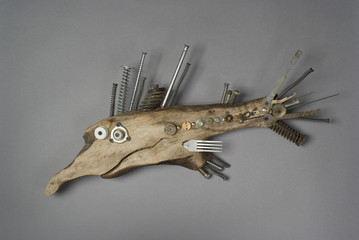Wooden Smiling Fish with Big Nose