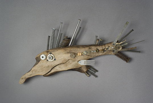 Wooden Smiling Fish with Big Nose