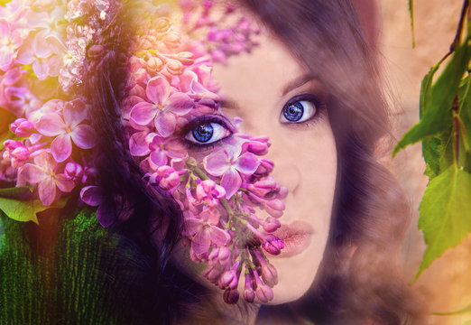 the person of summer, flowers have a soul,summer portrait