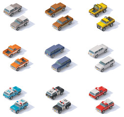 Vector isometric SUVs set