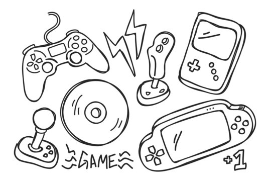 hand drawn video games console
