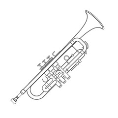 dark monochrome contour trumpet wind instrument illustration.