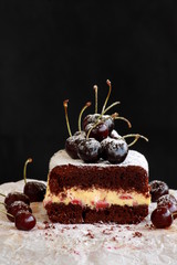 cake with chocolate and fruits