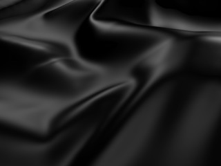 Abstract Black  Silk Satin Cloth Background