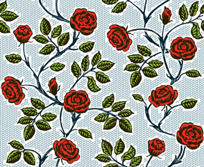 Vintage floral seamless pattern. Classic hand drawn roses