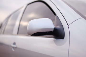 Closeup photo of a car mirror