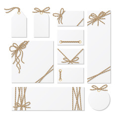 Cards, tags and labels with rope bows ribbons - 84259697
