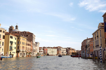 Classic view of Venice with canal and old buildings, Italy
