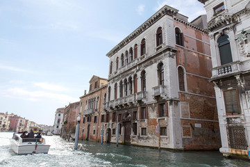 Classic view of Venice with canal and old buildings. Venice