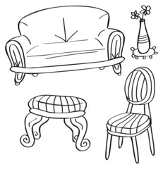 sketchy furniture isolated on white background