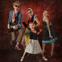 Rock musician family having fun