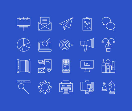 Business and marketing line icons set