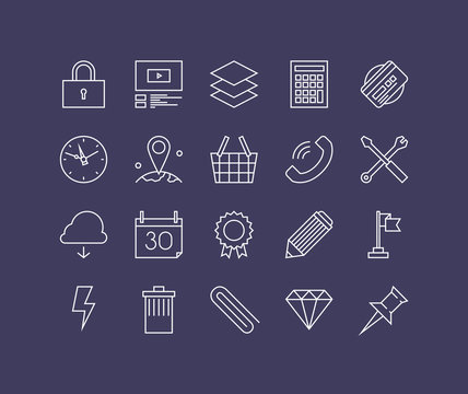 Various business elements line icons set