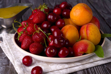 Naklejka na ściany i meble Assortment of juicy fruits