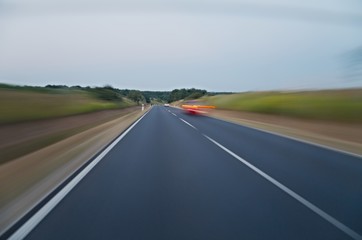 Road travel motion blur