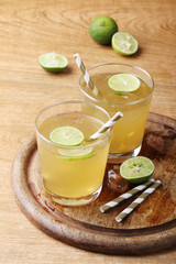 cold gold soft drink from lime and honey