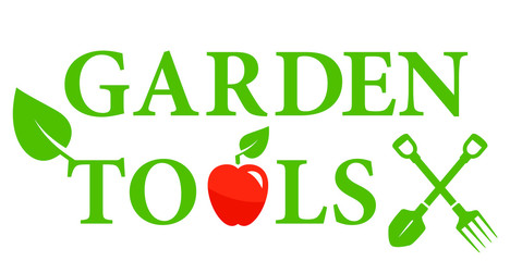 garden tools icon with red apple