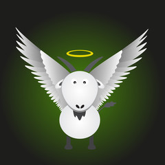 white saint goat with great white wings eps10
