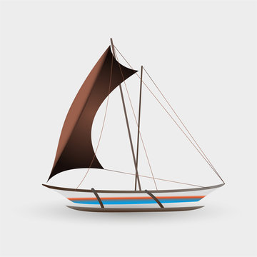 catamaran boat with big sail colorful graphics eps10