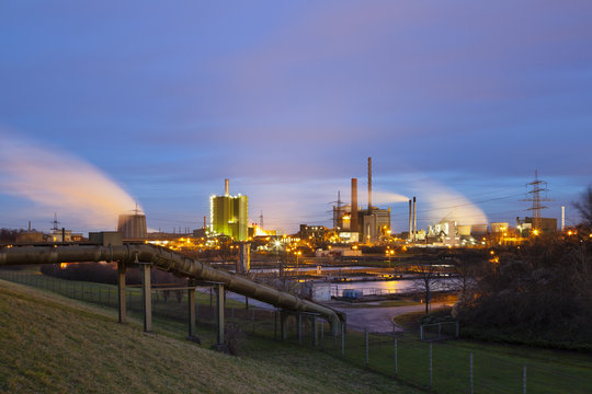 Pipeline and Industry At Night