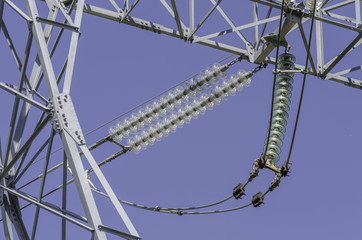 High voltage lines in blue skype.