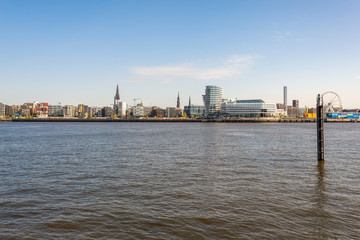 Fototapeta na wymiar View to the HafenCity from the harbor side Hamburg